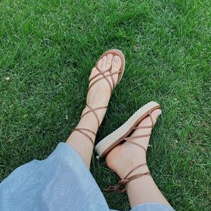 Ankle wrap espadrille sandals